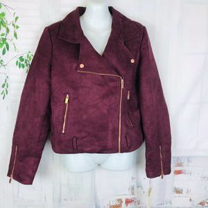 Lauren Conrad Runway Limited Edition Merlot Wine Moto Jacket Size 12 ~ $120 NWT